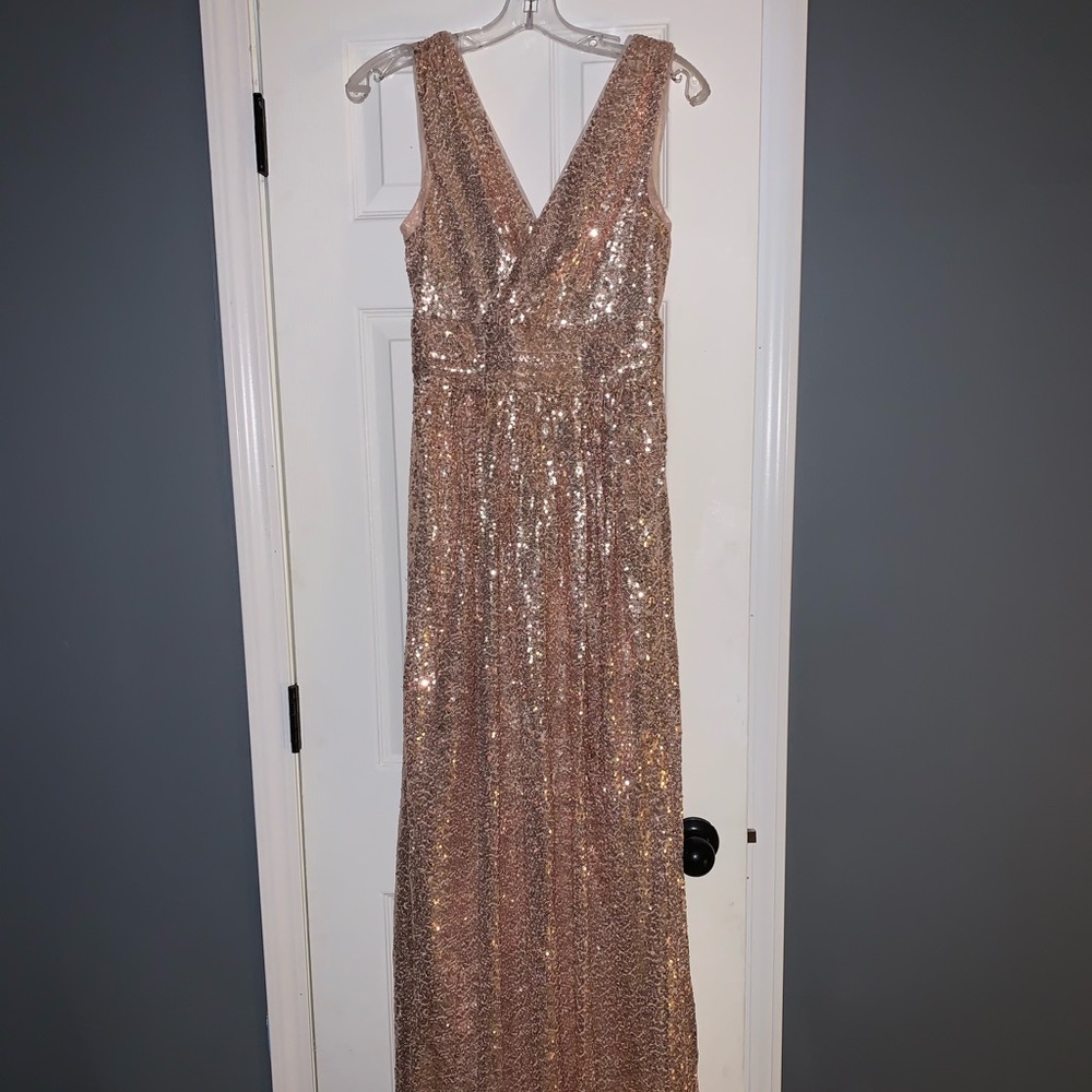 Rose gold sequin dress